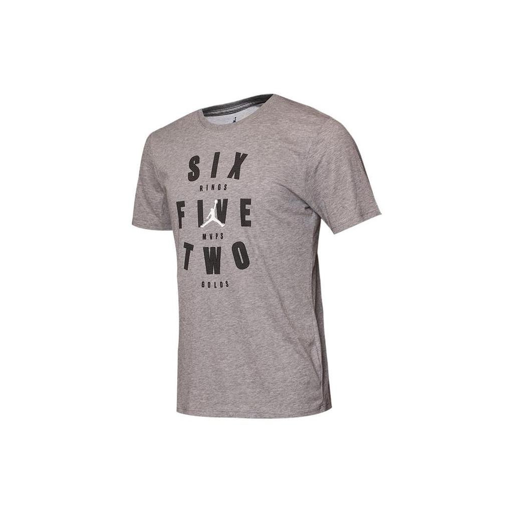 Jordan Printed Logo Solid Color Crew Neck T-Shirt Men Tops Gray 939613-091