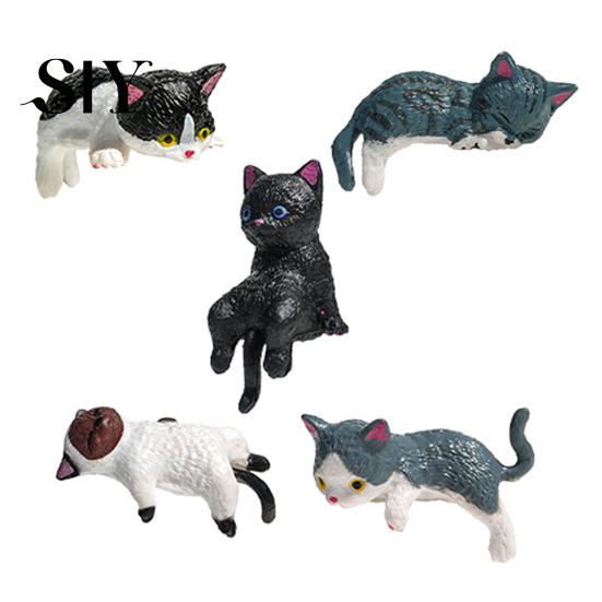 Tiny Plastic Cat Statues Mini Figurine Miniature Cute Cartoon Kittens Ornament for Office Decorations Computer Monitor Car Dashboard Home Desk