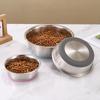Stainless Steel Pet Bowl - Durable, Multi-Size Dog and Cat Feeder with Paw Print Design