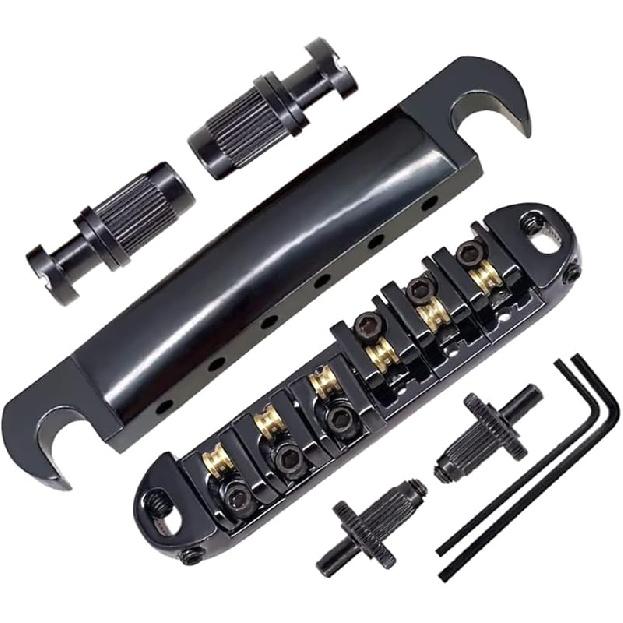 Abr-1 Style Tune-o-matic Bridge Tailpiece Roller Saddle Bridge for Gibson Les Paul Gear Replacement (Black) чёрный