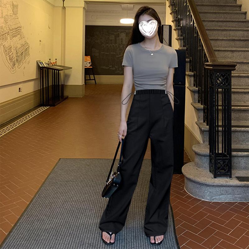 #Maternity pants casual pants autumn drawstring outer wear wide-leg pants scimitar pants straight pants no support maternity wear