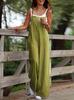 Solid Color Jumpsuit Women Casual Sleeveless Loose Fit Wide Leg One-Piece Outfit Summer Fashion Romper