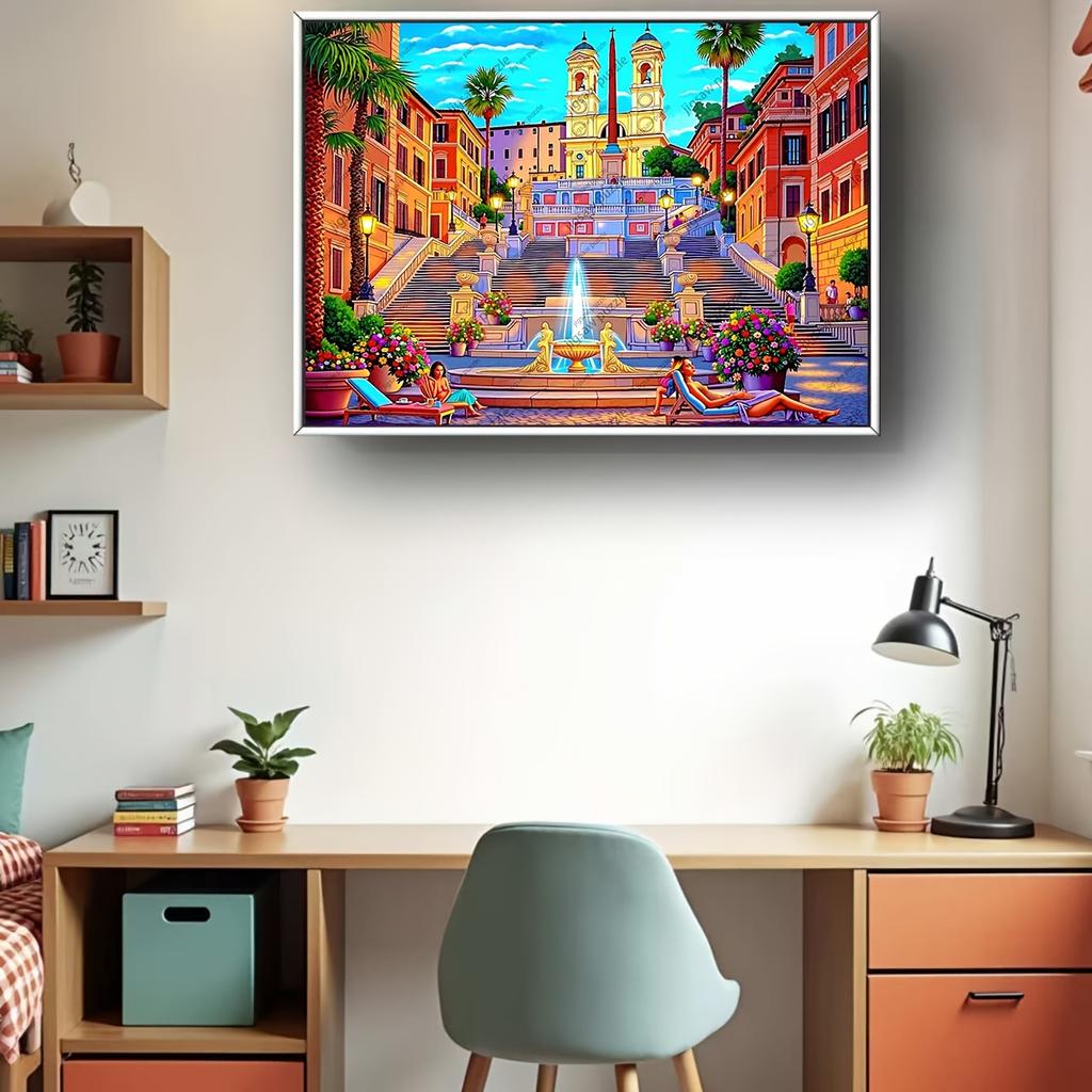 2000/1000/1314/520pcs Jigsaw Puzzle - Family Fun Adult Puzzle with Vibrant Cityscape Design, Portable Cuboid DIY Art Decor, Hi