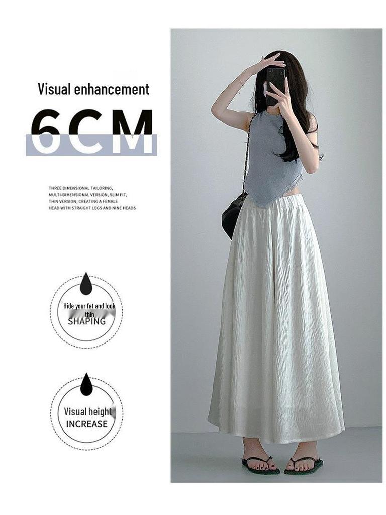 Pleated A-Line Cotton Linen High Waist Wide Leg Culottes Skirt Pants