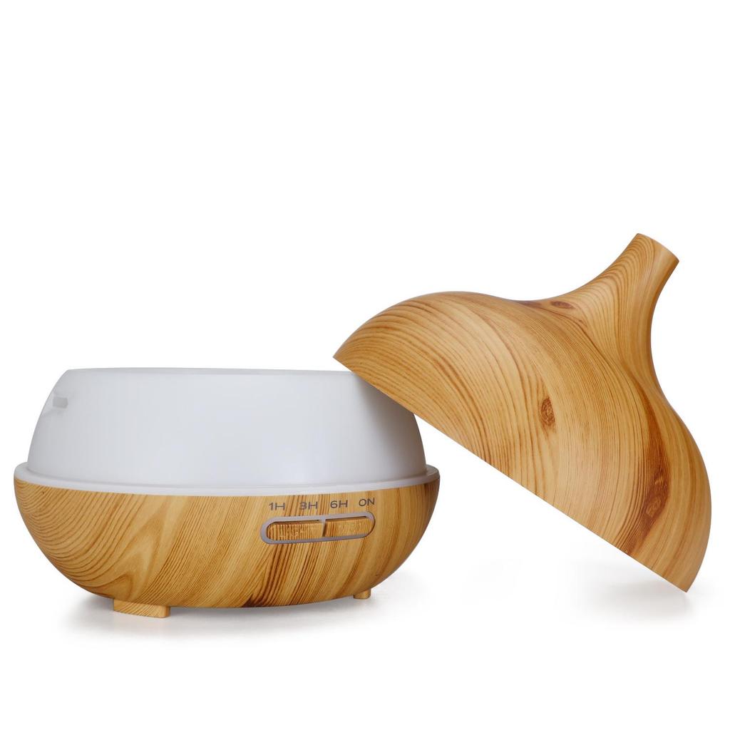 Wood Grain 400ml Ultrasonic Essential Oil Diffuser with Remote Control and Seven-Color LED