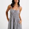 Women Sexy Loose Striped Suspender High Waist Slimming Commuting Midi Dress