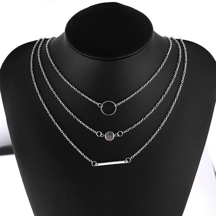C170 New Jewelry Simple Multi-Element Combination Fashion Versatile Aperture Metal Rod Necklace