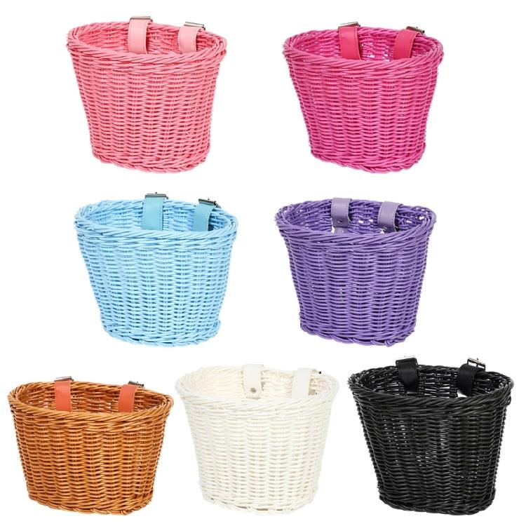 Plastic Wovens Bicycles Basket Detachable Wicker Front Handlebars Bikes Basket