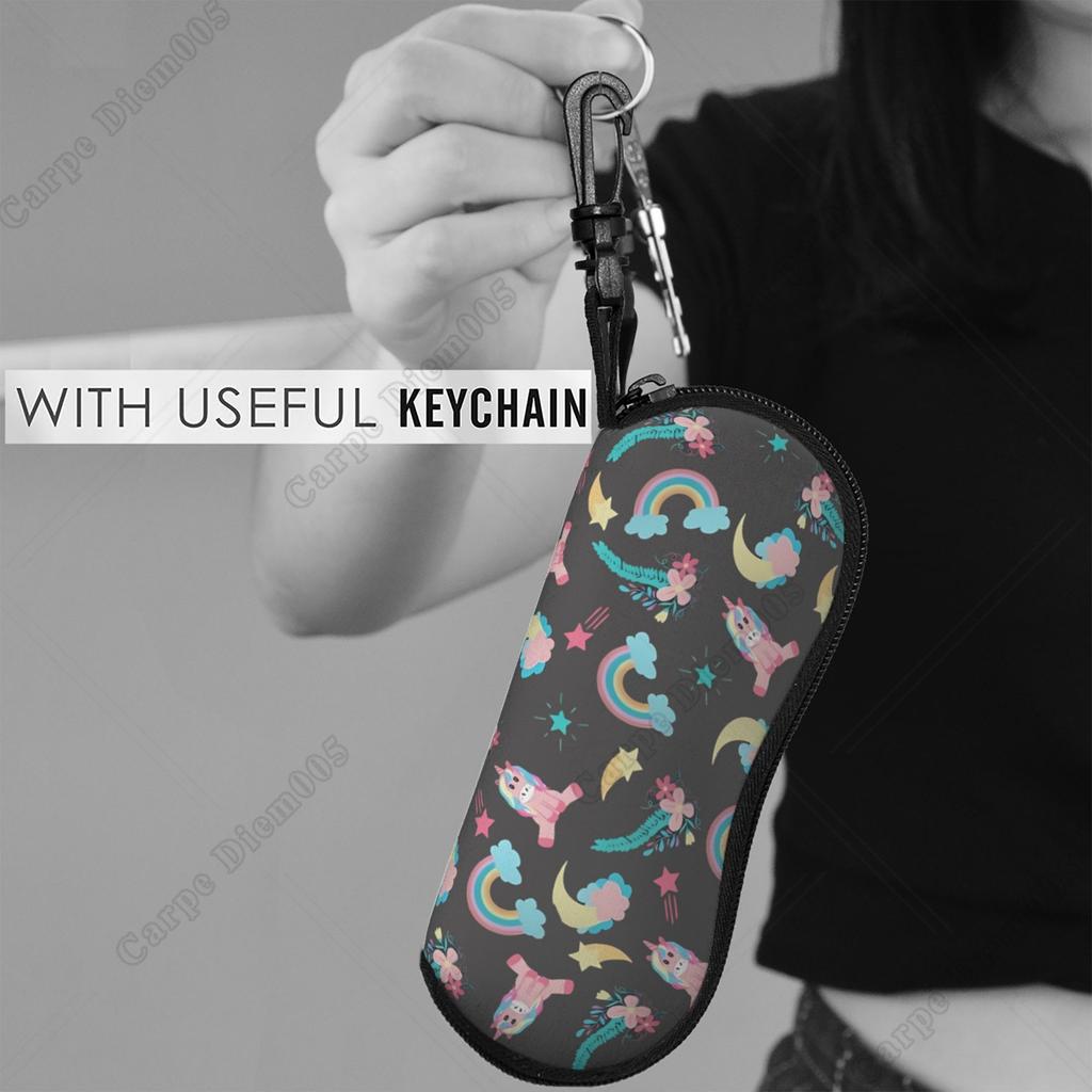 Unicorn Rainbow Cute Sunglass Case Soft Eyewear Accessories for Women Girl Outdoor Travel Glasses Case One Size Print