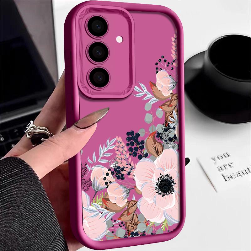 Flower Print Case For Samsung Galaxy S25 S24 S23 S22 Ultra S21 S24 FE A55 A54 A34 A15 A14 A35 A52 A53 A25 A16 5G Soft TPU Cover