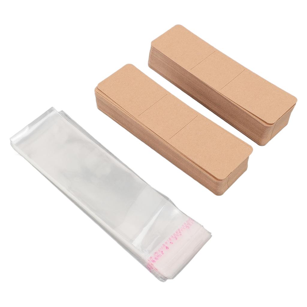 200PCS Set Bookmark Sleeve Set Blank Bookmarks Display Card and Transparent Self Adhesive Bag for Handcraft