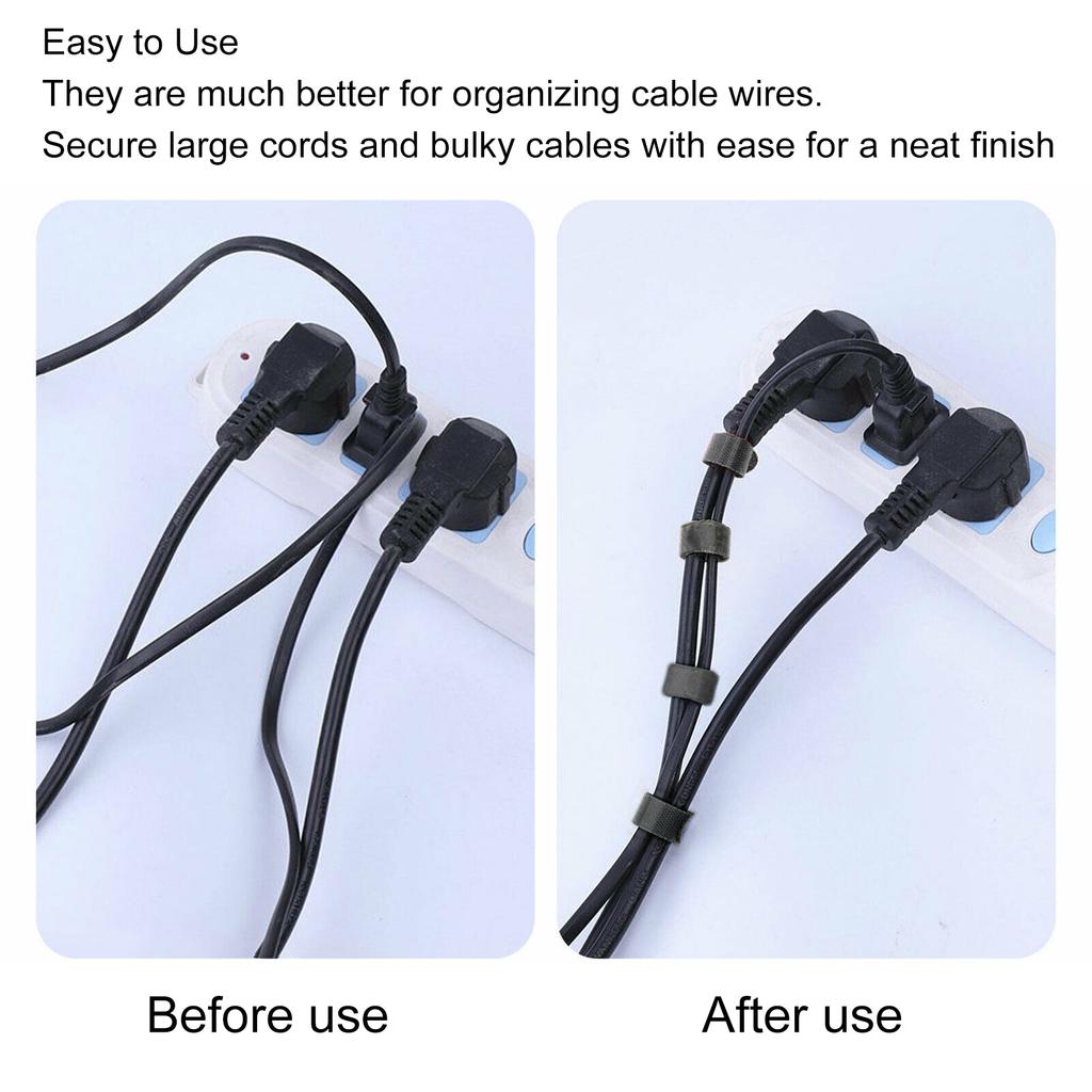 100Pcs Fastening Cable Ties Reusable Self Adhesive Wire Cord Organizer Ties for Cable Fixing