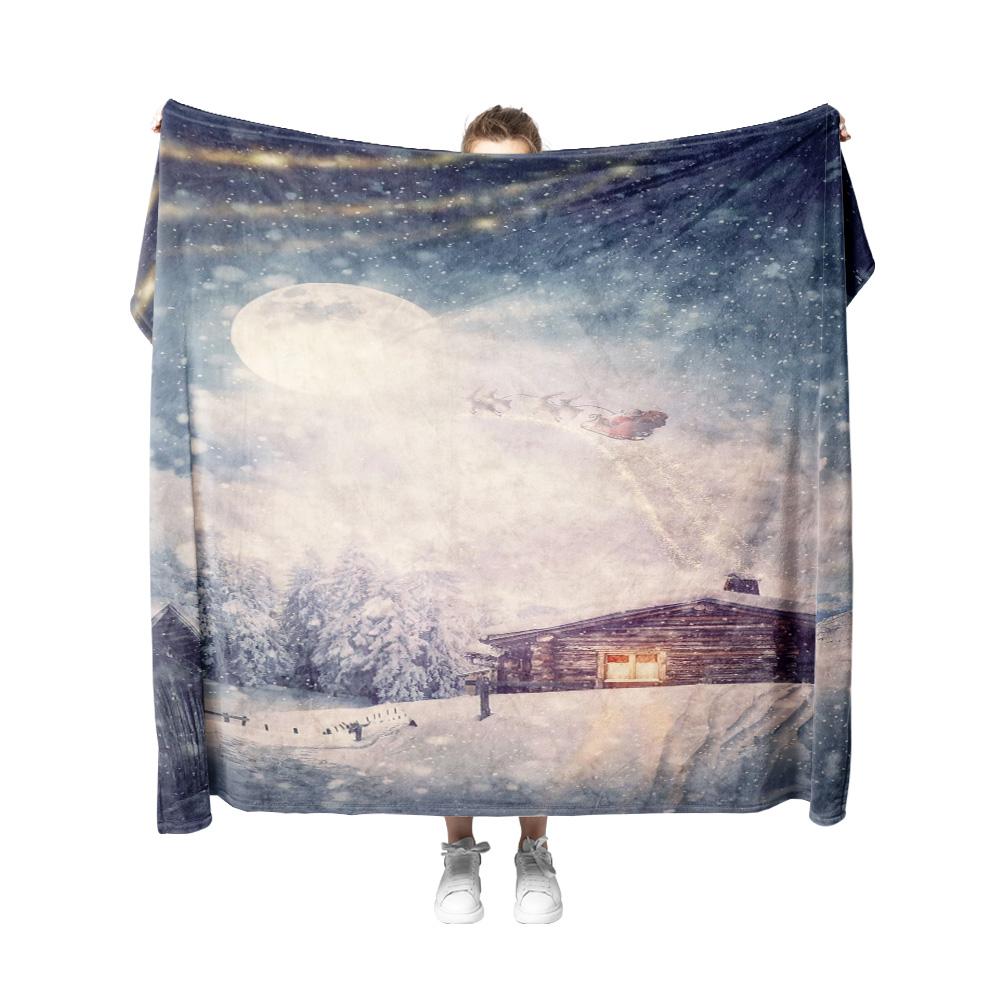 Tuniu Winter Forest Fleece Blanket Warm Throw Sofa Bed Christmas Gift Decorative Throw Blanket