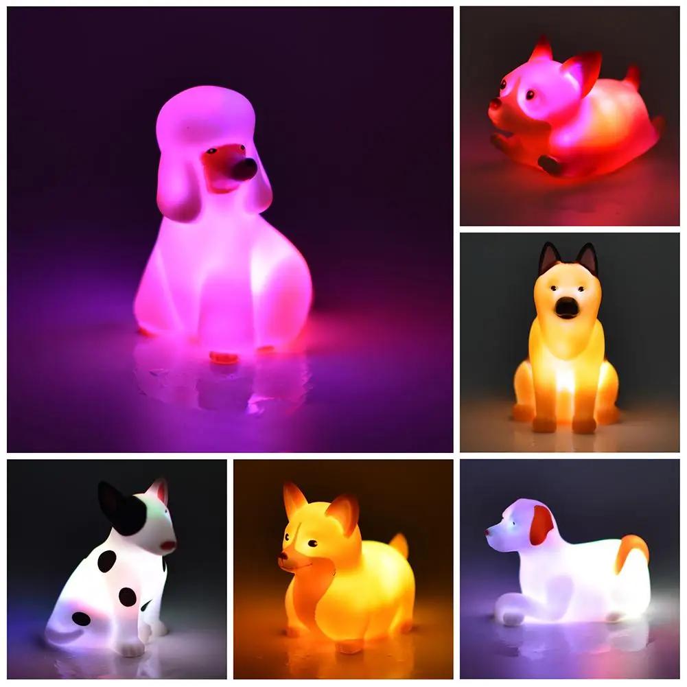 

Glowing Dinosaur Bath Toy Cartoon Cat Dog Farm Animal Fun Bath Vinyl Baby Toy Sensory Bathroom Toy Touch Floating Light Gif K4P9