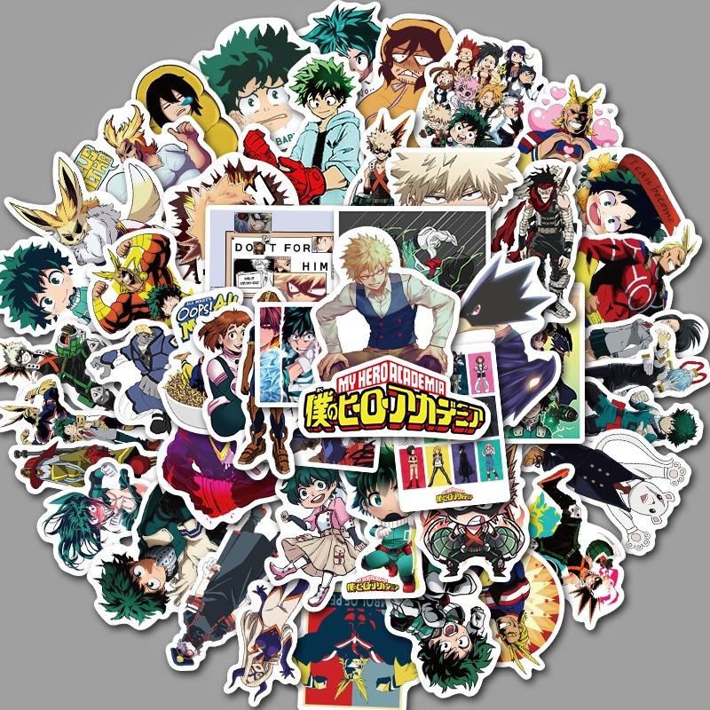 

10/50Pcs Japanese Anime My Hero Academy Stickers Trunk Motorcycle Trolley Case Notebook Waterproof Stickers 10pcs