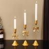 Iron Candlestick Golden Taper Candle Stands Classic Bow Candle Holder  For Wedding/Table Decor