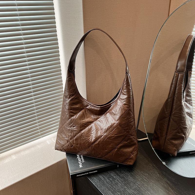 Trendy Pu Leather Women s Tote Bag With Rhombus Grid Design For 2023 Winter Season кофейный