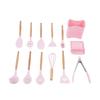 13Pcs Silicone Utensils Set Good Insulation Wooden Handle Food Grade Silicone Nonstick Utensils Set for Home Camping
