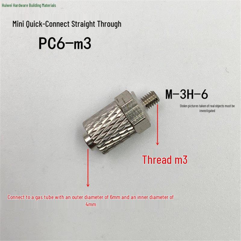 SMC Miniature Connector: Copper Thread, Straight-Through, 4/6-M5 Quick Connect Elbow, Pagoda Mini 4-M3 Air Connector.