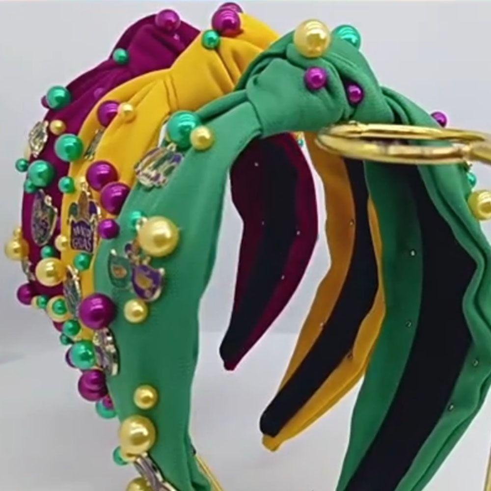 Hand Sewn Rhinestone Knot Hairband Creative Crystal Beads Hair Band  Holiday