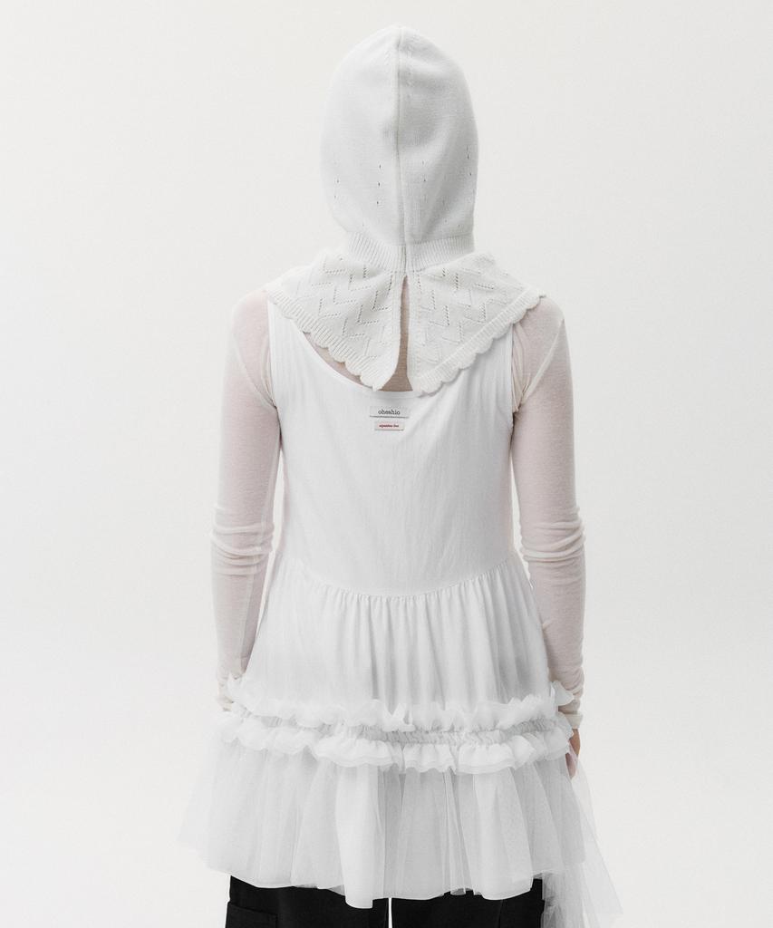 Ohesio Lace Knit Balaclava, White