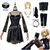 Misa Amane Cosplay Costume Death Cos Imitation Leather Sexy Dress Wig Stockings Necklace Uniform Outfit For Women Halloween