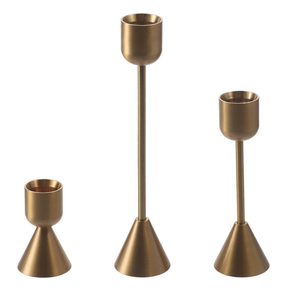 

Gold Candlestick Holder Alloy Candle Stick Holders Wedding Decorative Long Pillar Party Supplies