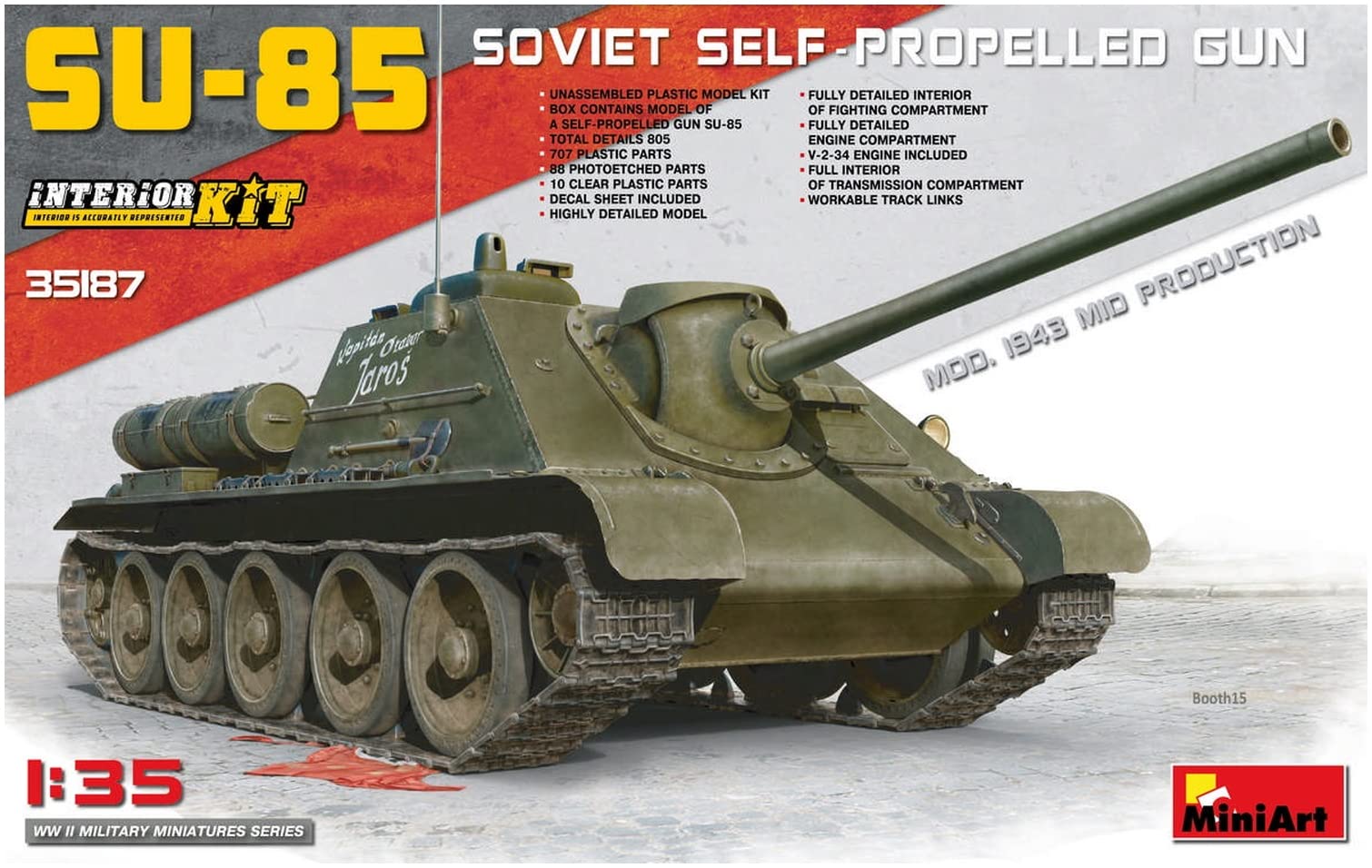 

Miniart Scale 1943 Full Interior Plastic Model Kit MA35187 1/35 SU-85 Mod. Mid-Production