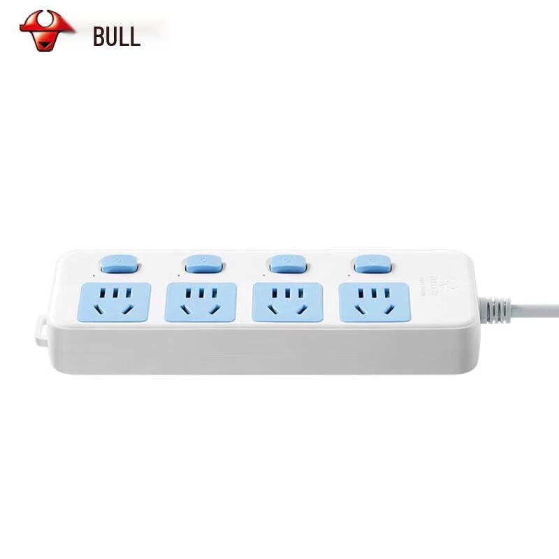 BULL 4-Socket Power Strip with Individual Switches CN Plug (adapter Included)