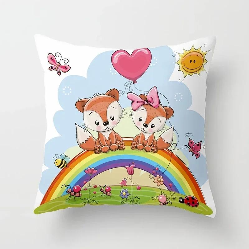 Cartoon Fuchs Tierdruck Kissen Kissenbezug Dekokissenbezug