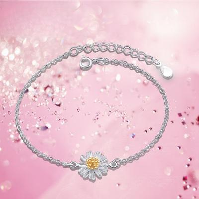 S925 Sterling Silber Armband Koreanischen Stil Frische Kleine Daisy Armband SONNENBLUME Ornament Mode Alle-Spiel Armband Silber Zubehör