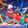 2.7M/8.8FT Inflatable Toys Christmas Decorations Santa Fly Plane LED Lights Model Xmas Festival Party New Year Outdoors Decor