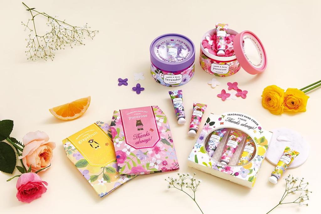 Sunherb Happy Petit Gift Rose Scent Gift with Hand Cream and Bath (Present Confetti)
