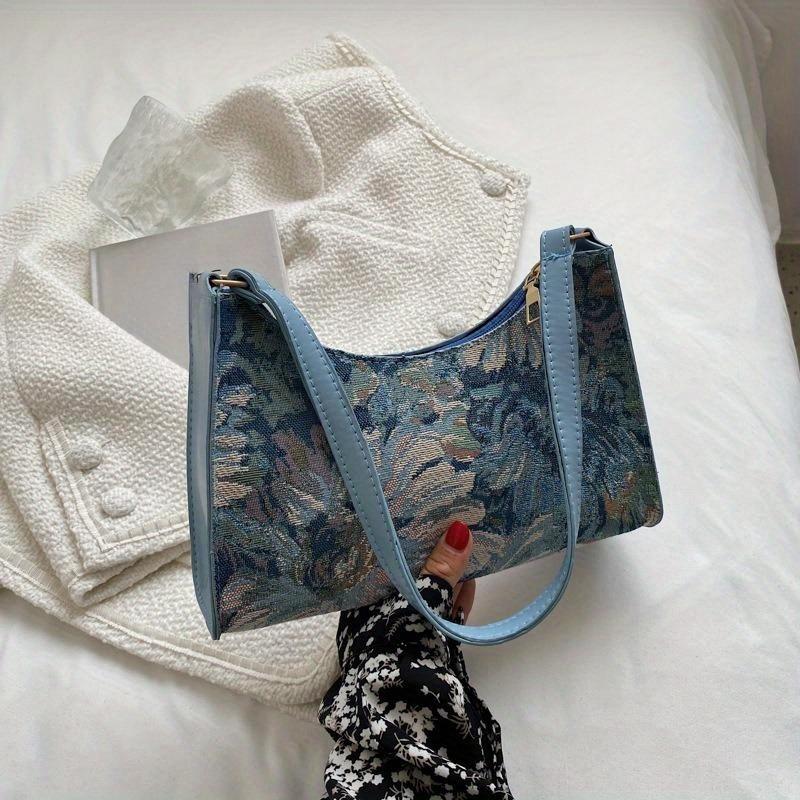 Trendige Herbst-Schultertaschen für Damen mit, Einfache Designs im Ölgemälde-Stil, Perfekt für Reisen als kleine Tragetaschen oder Geldbörsen