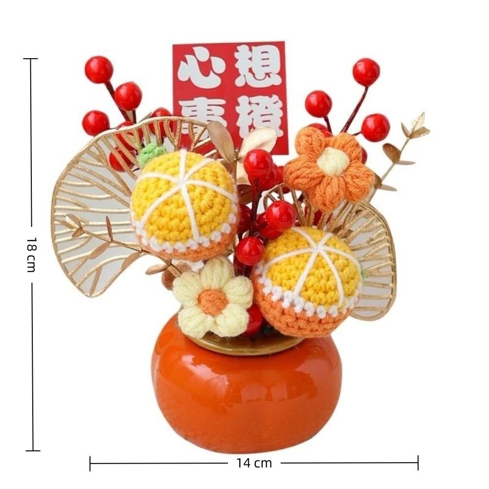 Gestrickte Blume Künstliche Topfpflanzen Chinesische Neujahrsdekoration Mondneujahrsgeschenk Feng Shui Bonsai Hochzeitsdekoration