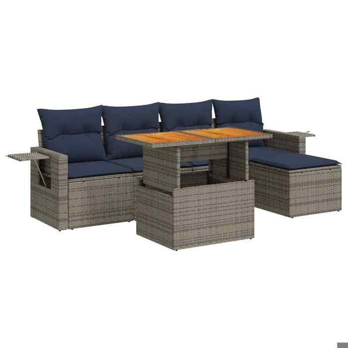 VidaXL Garden Lounge Set 6 Pcs with Grey Cushions Wicker 3327141