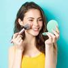 Compact mirror 1x 10x double-sided light foldable makeup portable stepless dimming adjustable angle USB rechargeable gift round mint green.