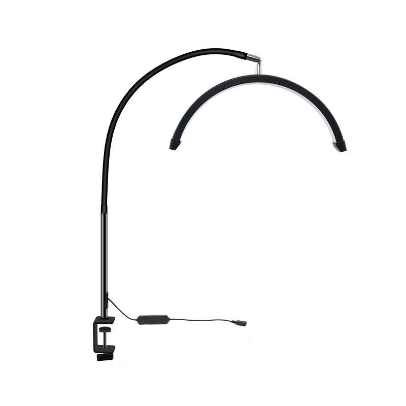 16-inch Desk Clamp Crescent Beauty Lamp, 20W Flexible Hose, for Tattooing, Eyebrow Shaping, Nail Art, U-Shaped Eye Protection, Eyelash Extension.