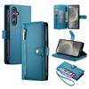 Samsung Galaxy S25+ Plus Flip Case, Wallet Zipper Pocket, Blue