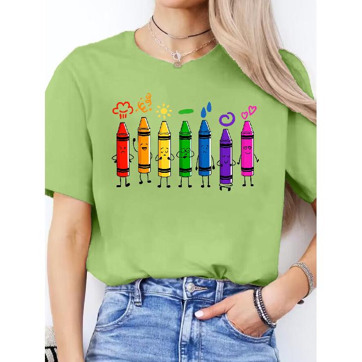 Spanish Letter Print Spring/summer Casual Wear T Round-neck Short-sleeve Sports Shirt T Women's T-shirt