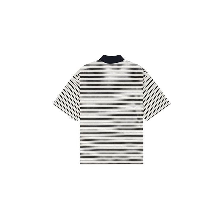 We11done FW26 Small Logo Striped Casual Short Sleeve Polo Shirt Unisex Polo Shirts WD-TT2-26-806-U-NV