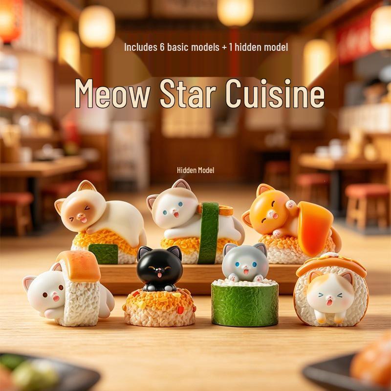 Whimsical Meow Collection Blind Box: Healing Kitten Resin Figurine Gift for Friends, Classmates, and Dorm Decor