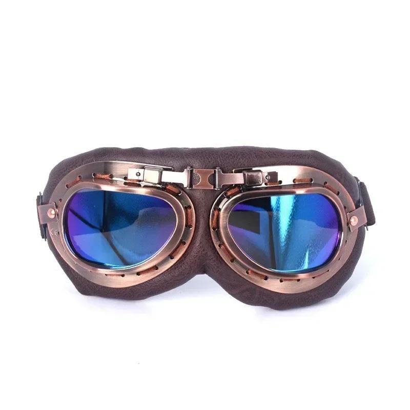 Ochelari de protecție retro pentru motocicletă Ochelari de protecție vintage pentru moto clasică pentru cască de cupru Harley Pilot Steampunk ATV
