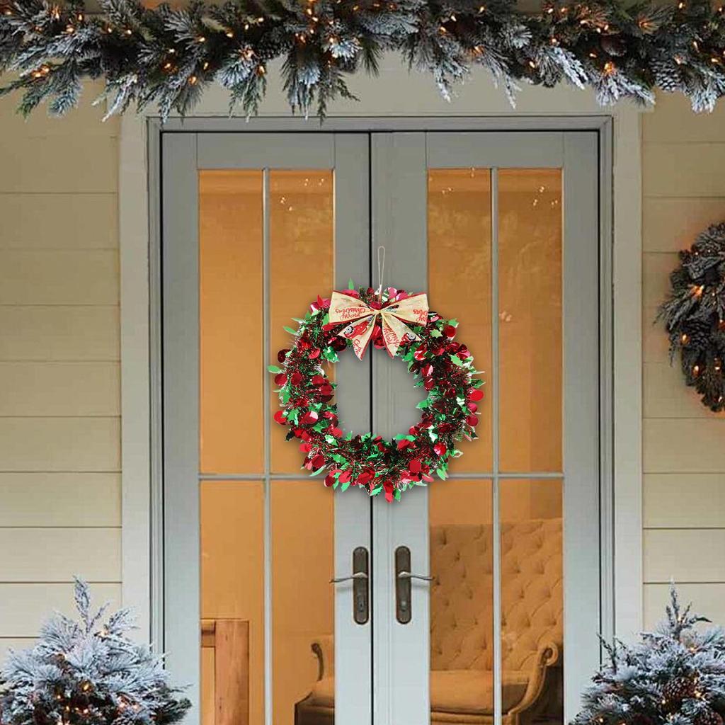 Sztuczny wieniec bożonarodzeniowy, dekoracja, rekwizyty do zdjęć, girlanda świąteczna na okno drzwi wejściowych