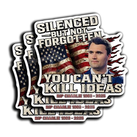 10Pcs Commemorative Charlie Stickers Patriotic Vinyl Decals USA Flag Laptop Decal for Car Water Bottle Vehicle Window Decals