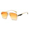 New European and American style frameless sunglasses gradually change color sunglasses metal texture paint sunshade glasses