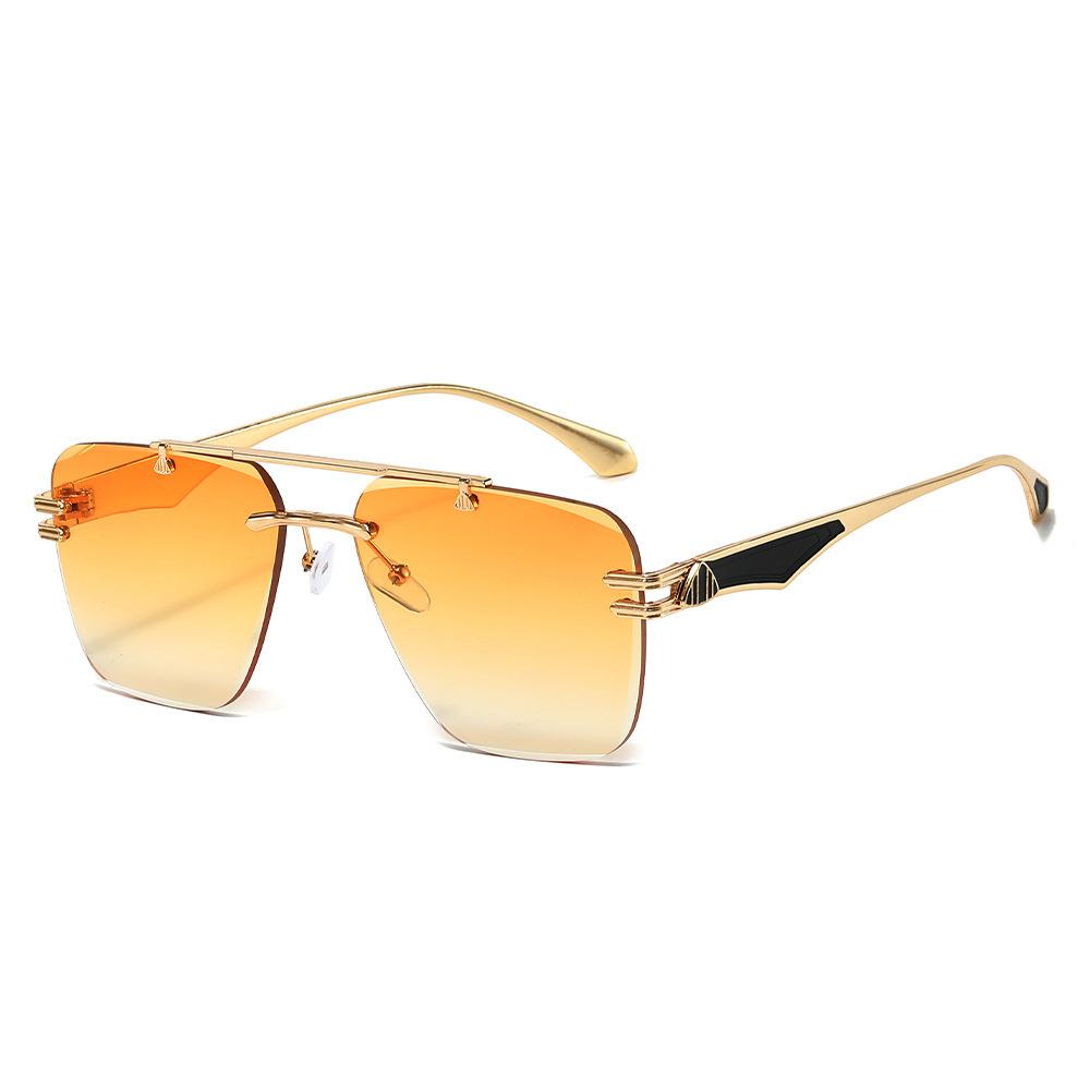 New European and American style frameless sunglasses gradually change color sunglasses metal texture paint sunshade glasses