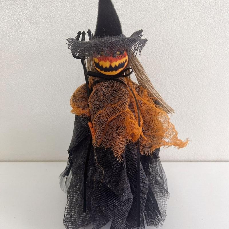 Eerie Halloween Festival Decoration Unique Halloween Tree Toppers with Specter Pumpkin Figurine for Holiday Decors