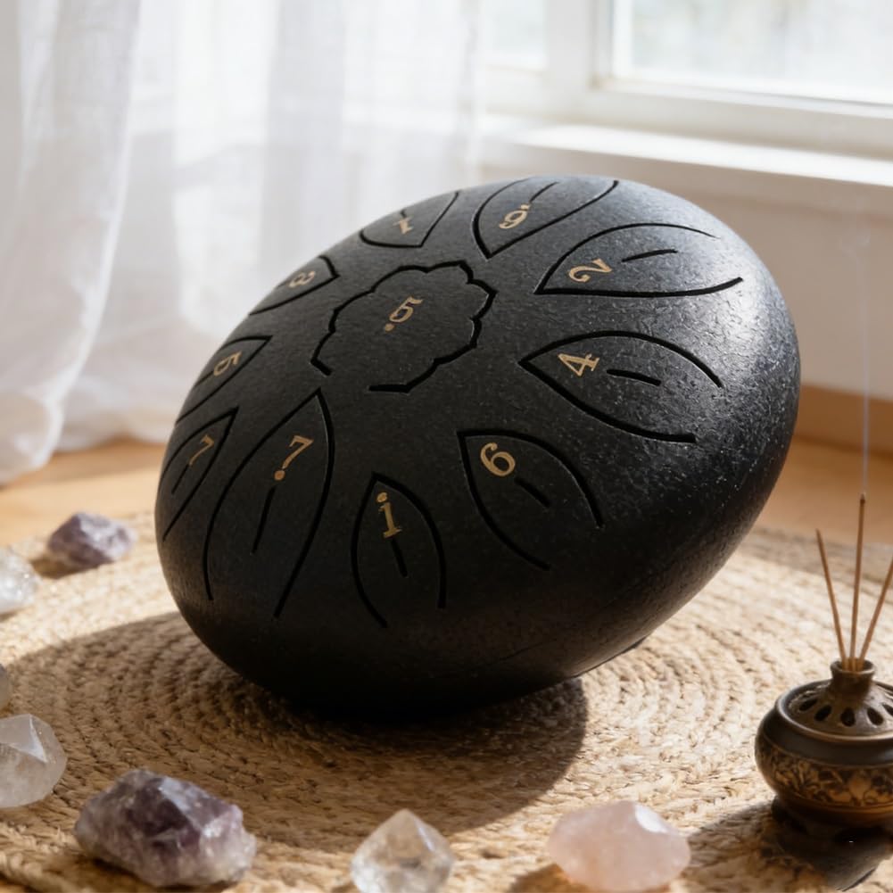 Steel Tongue Drum 6 Inch 11 Notes C Major Percussion Instruments Glucophone Steel Drum For Yoga Meditation Yoga Zen With Mallets