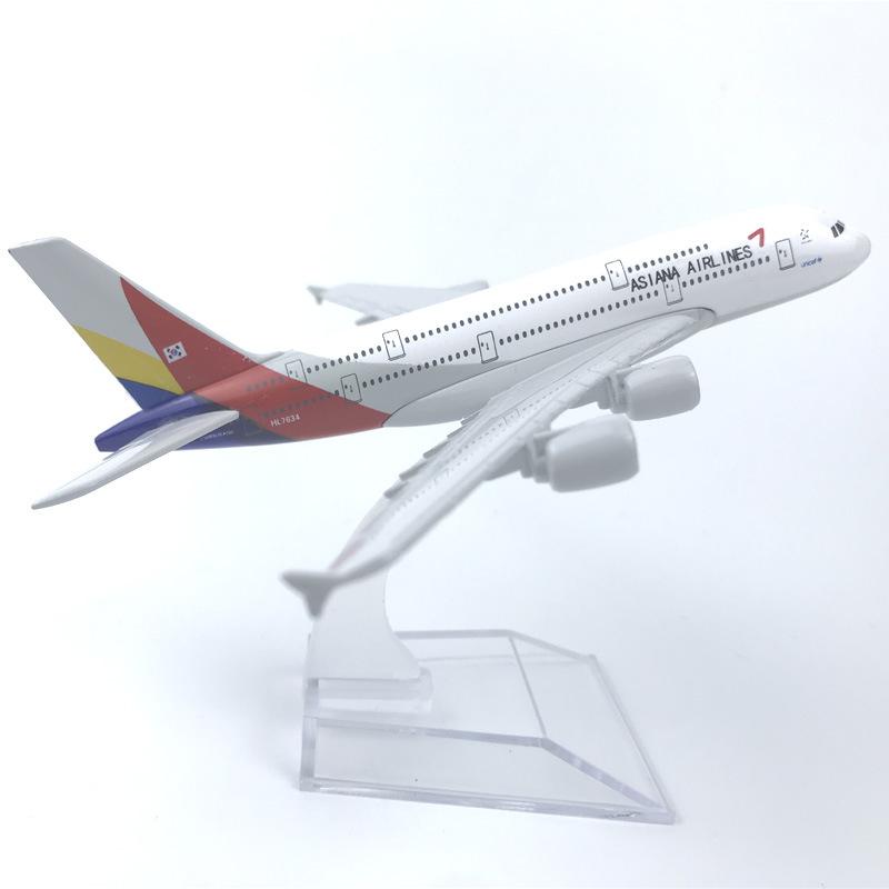 

16CM Alloy Aircraft Model Korean Asiana 380 Collectible With Landing Gear Children s Toy Gift